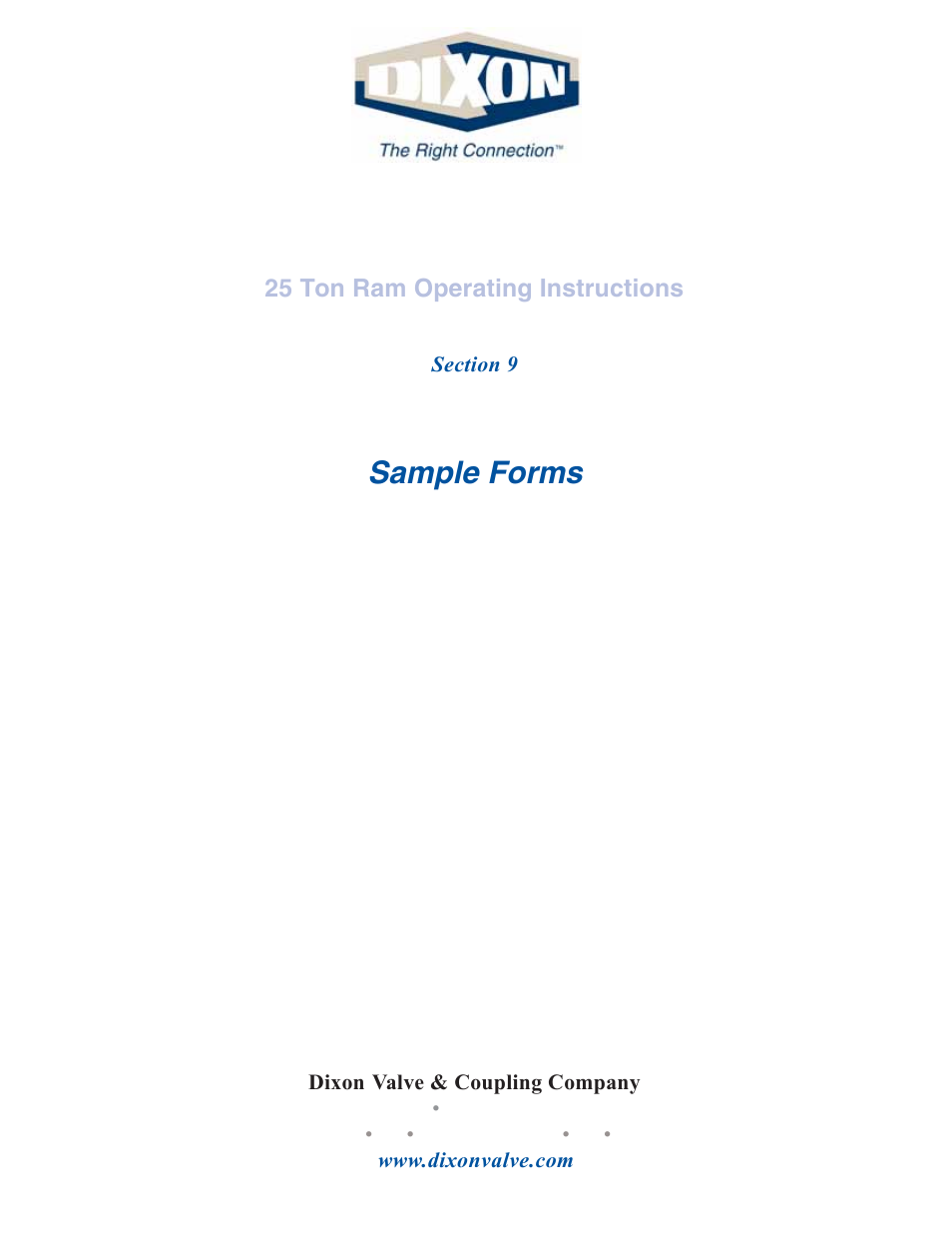 Sample forms | Dixon Valve 25 TON RAM Complete Manual User Manual | Page 74 / 89