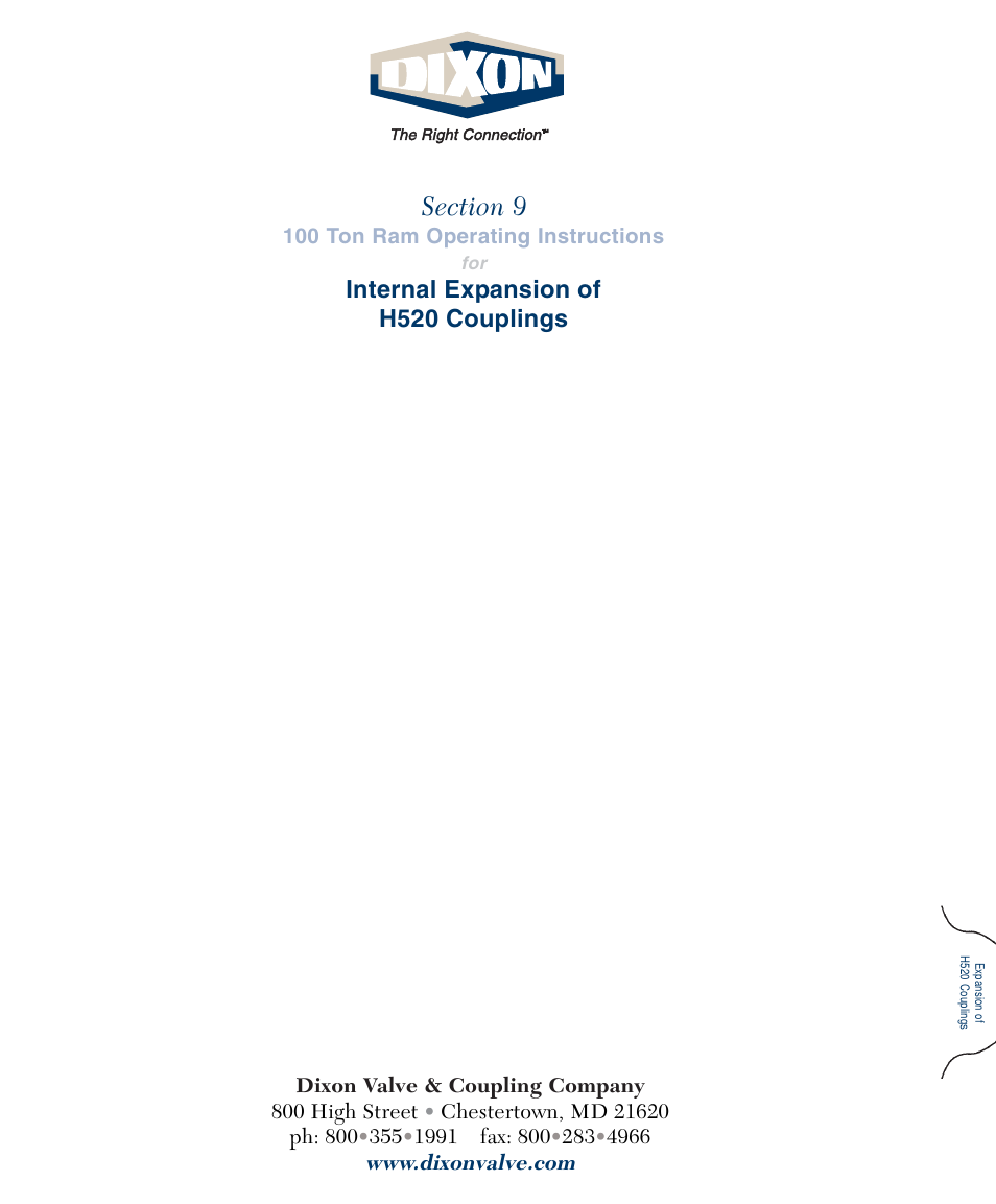 Dixon Valve 100 TON RAM SEC09 Internal Expanded Holedall Petroleum User Manual | 5 pages