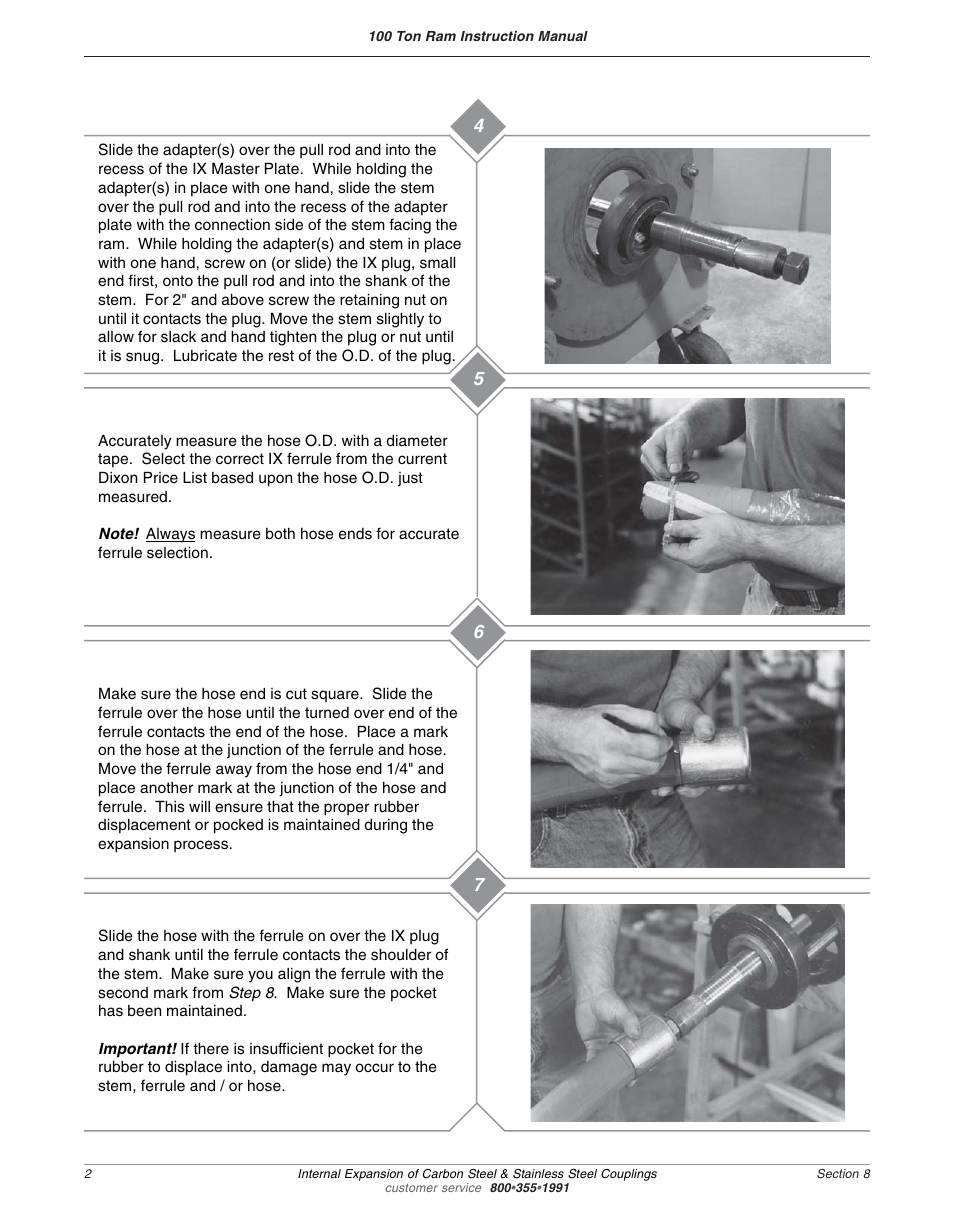 Dixon Valve 100 TON RAM SEC08 Internal Expanded Carbon Stainless Couplings User Manual | Page 4 / 5