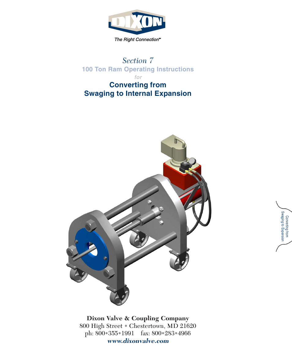 Dixon Valve 100 TON RAM SEC07 Converting User Manual | 3 pages