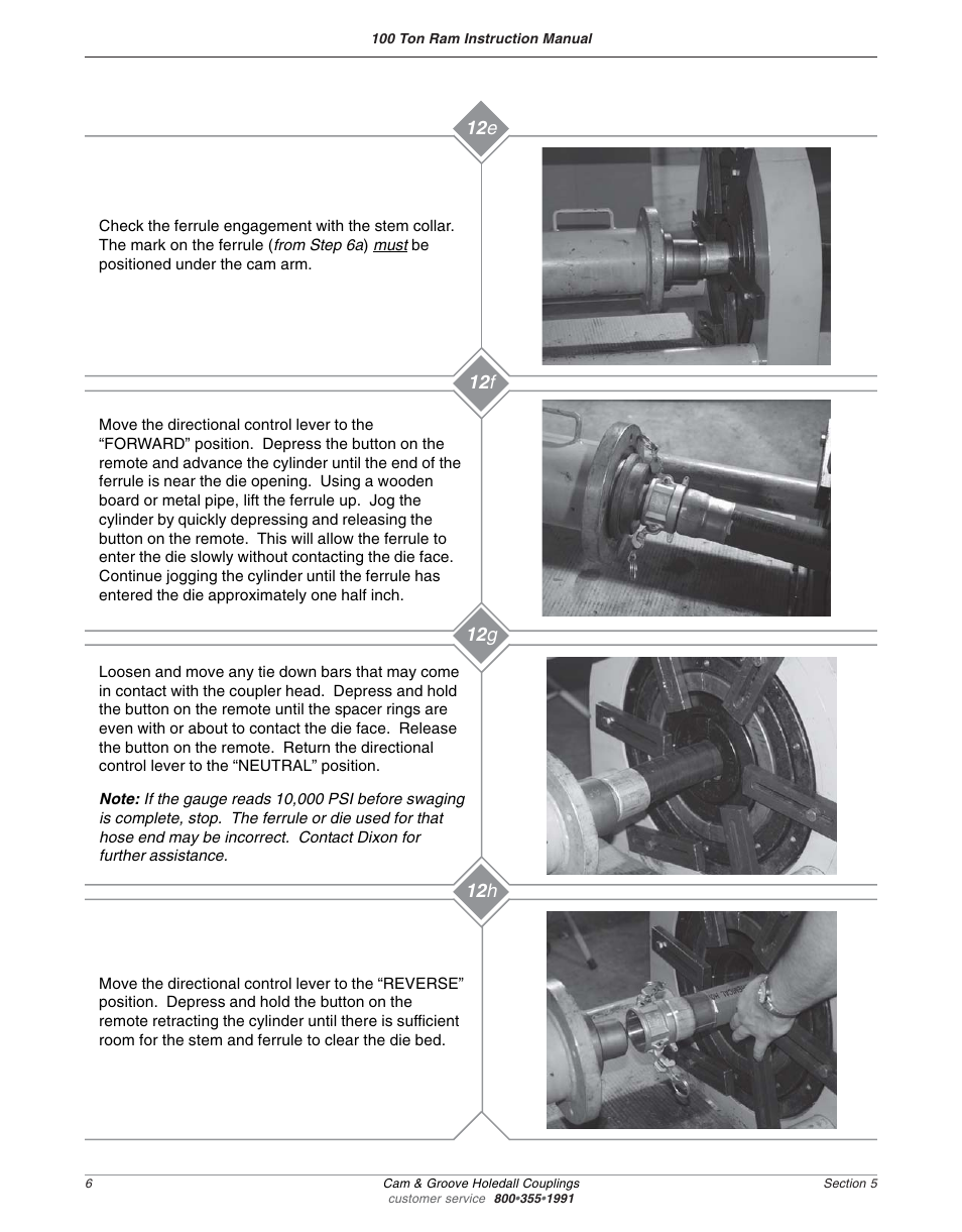 12 g 12 h, 12 e 12 f | Dixon Valve 100 TON RAM SEC05 External Swaged Cam and Groove User Manual | Page 8 / 12