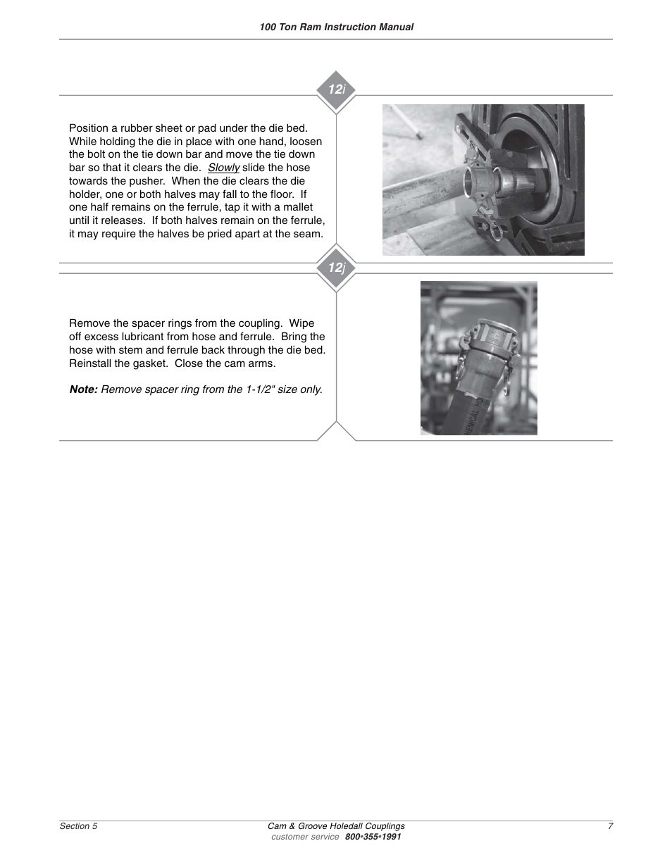 12 i 12 j | Dixon Valve 100 TON RAM SEC05 External Swaged Cam and Groove User Manual | Page 9 / 12