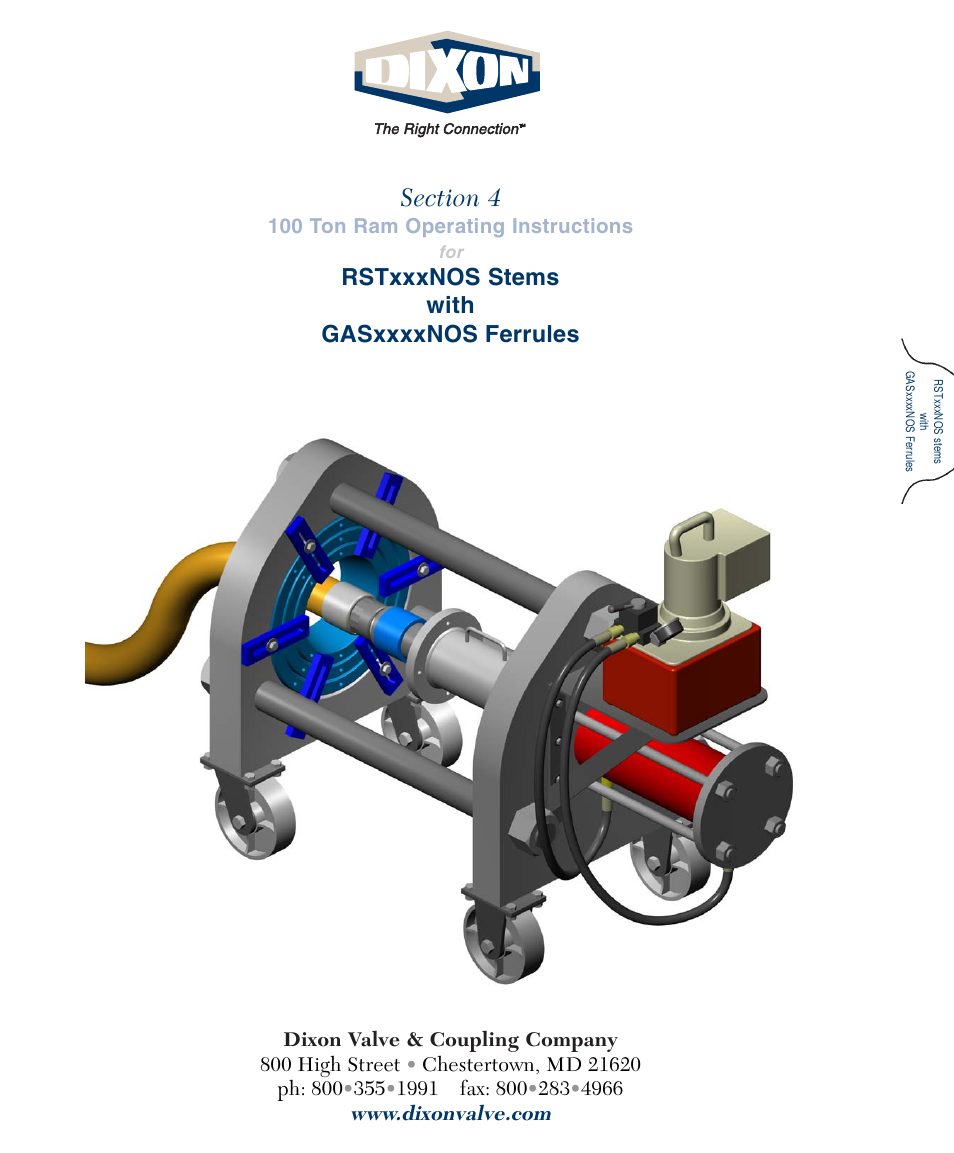 Dixon Valve 100 TON RAM SEC04 External Swaged RST and GAS User Manual | 6 pages