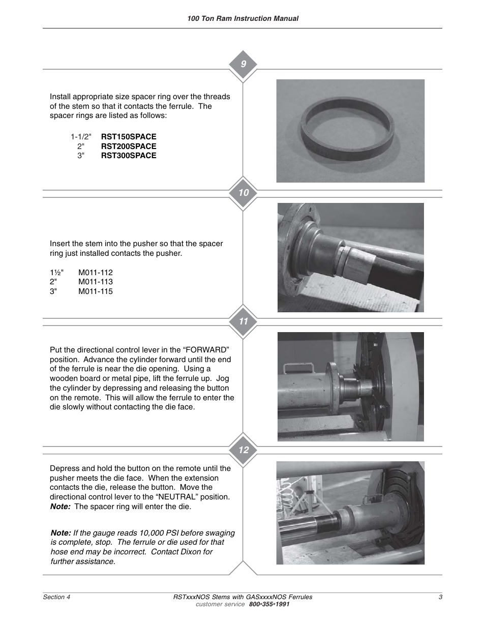 Dixon Valve 100 TON RAM SEC04 External Swaged RST and GAS User Manual | Page 5 / 6