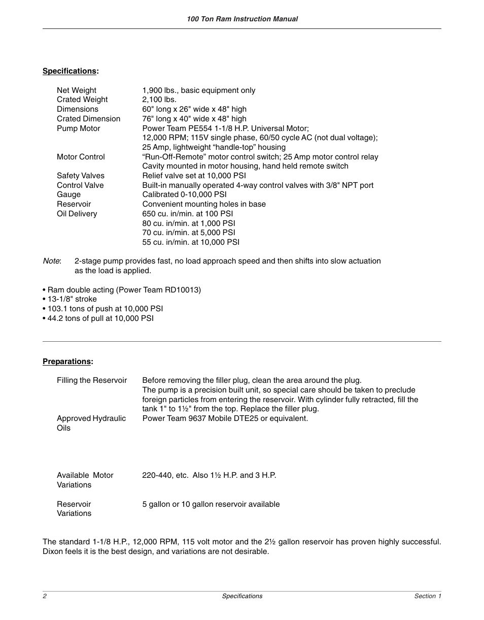 Dixon Valve 100 TON RAM Complete Manual User Manual | Page 10 / 77
