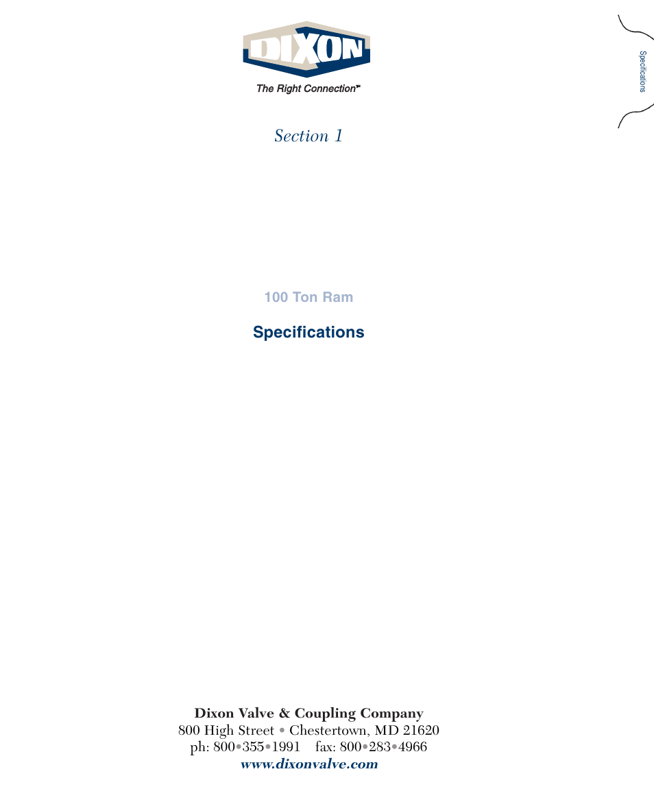 Dixon Valve 100 TON RAM Complete Manual User Manual | Page 7 / 77