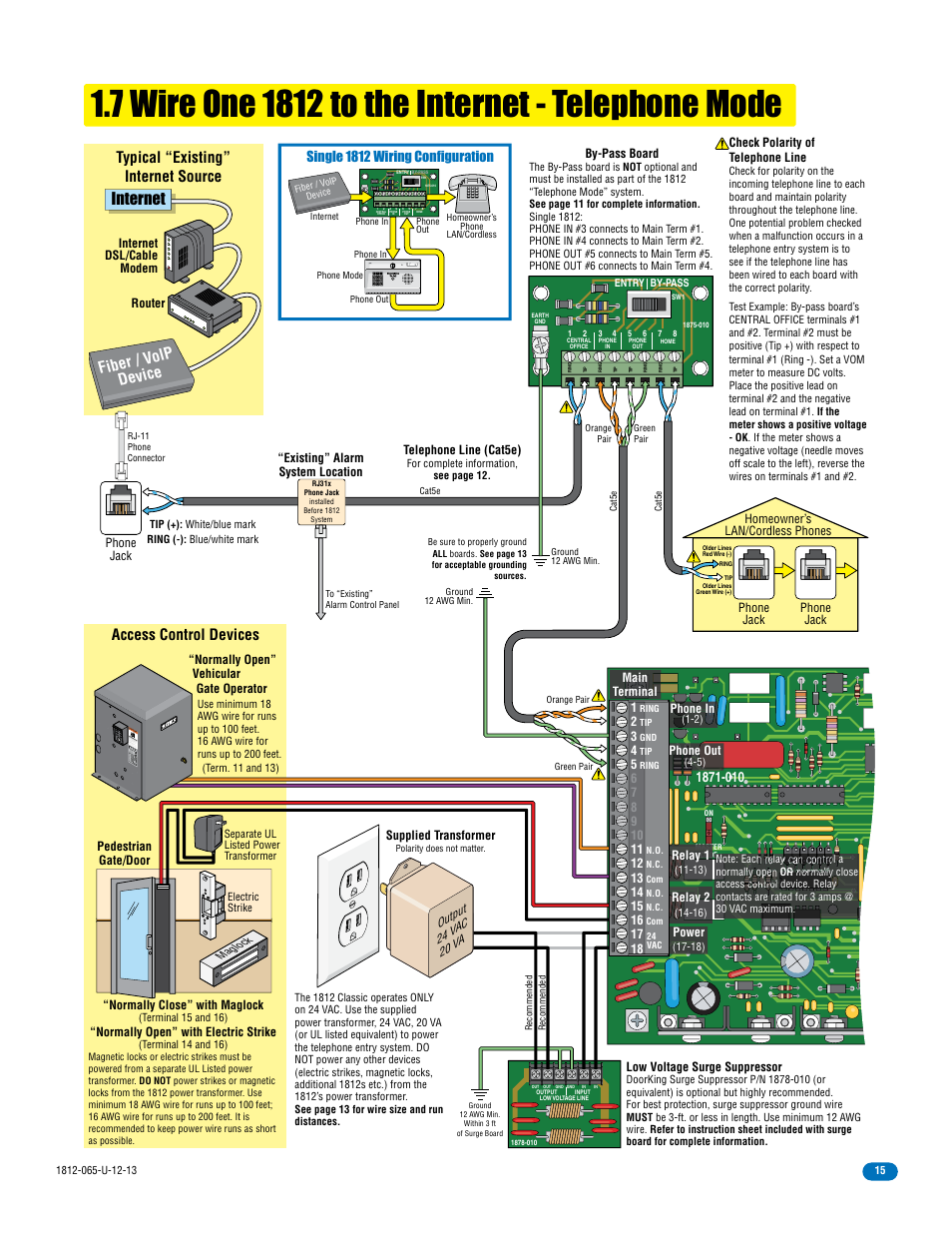 Internet, Access control devices, Typical “existing” internet source | Fiber / v olp device | DoorKing 1812 Classic User Manual | Page 17 / 46