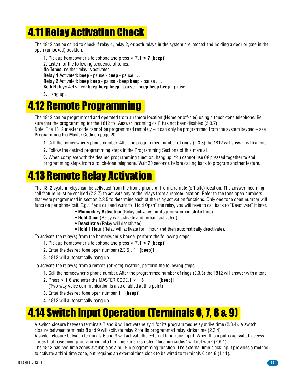 12 remote programming | DoorKing 1812 Classic User Manual | Page 37 / 46