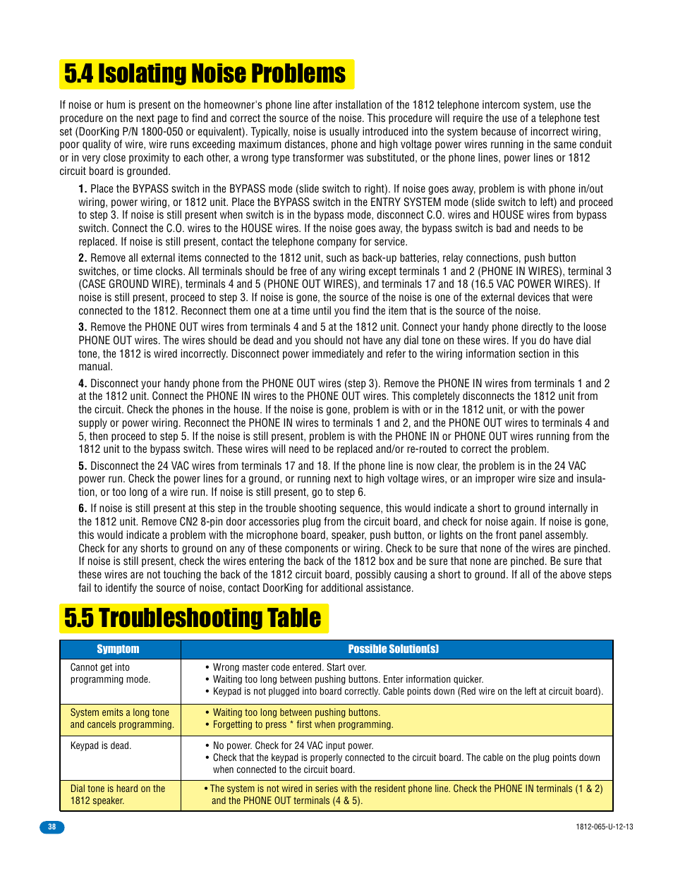 DoorKing 1812 Classic User Manual | Page 40 / 46