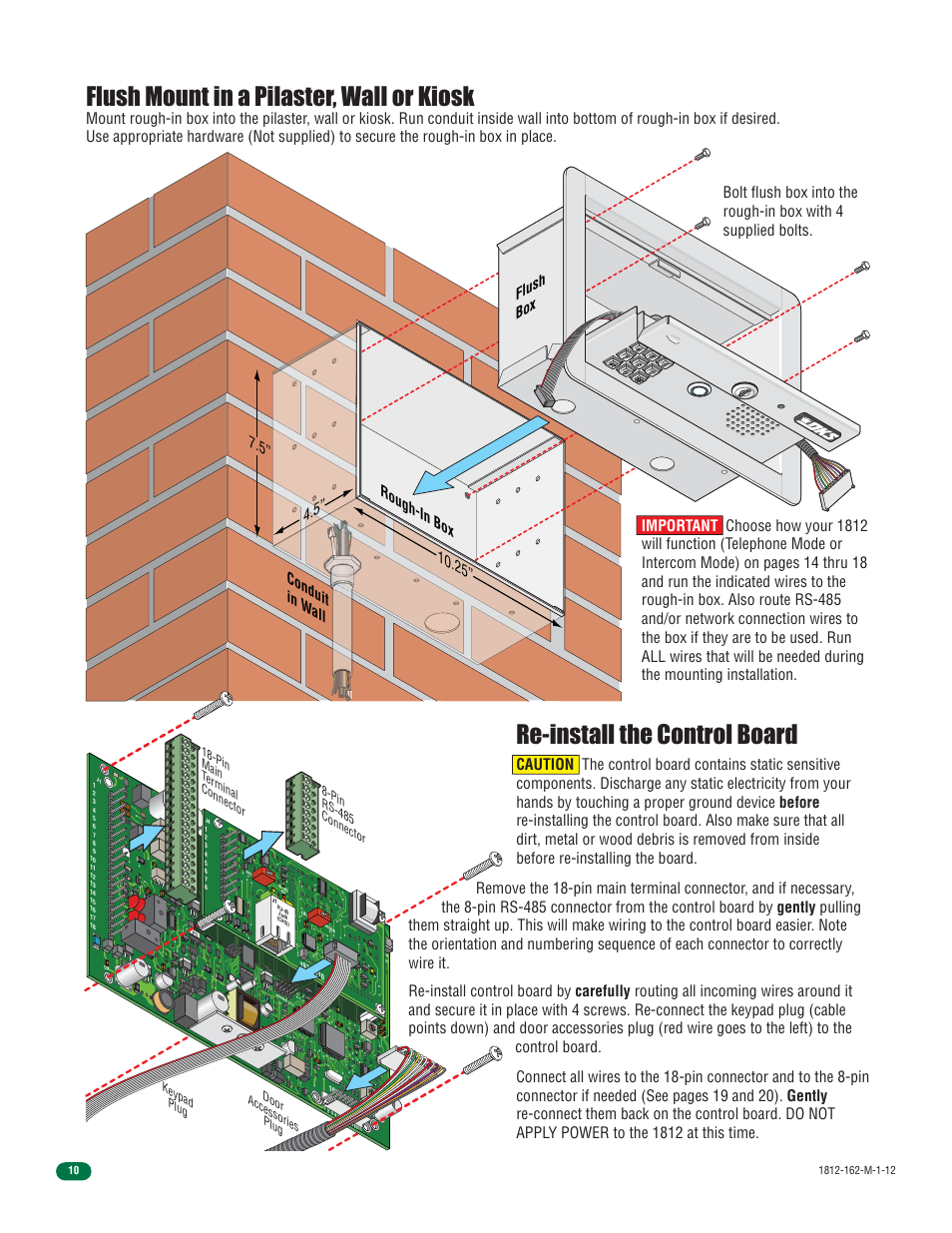 Rough-in box, Conduit in w all flush box | DoorKing 1812 Access Plus User Manual | Page 12 / 60
