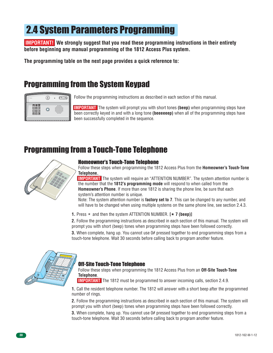4 system parameters programming | DoorKing 1812 Access Plus User Manual | Page 32 / 60
