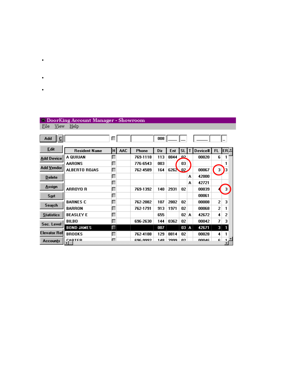Resident screen | DoorKing 2348 Elevator Control User Manual | Page 32 / 53