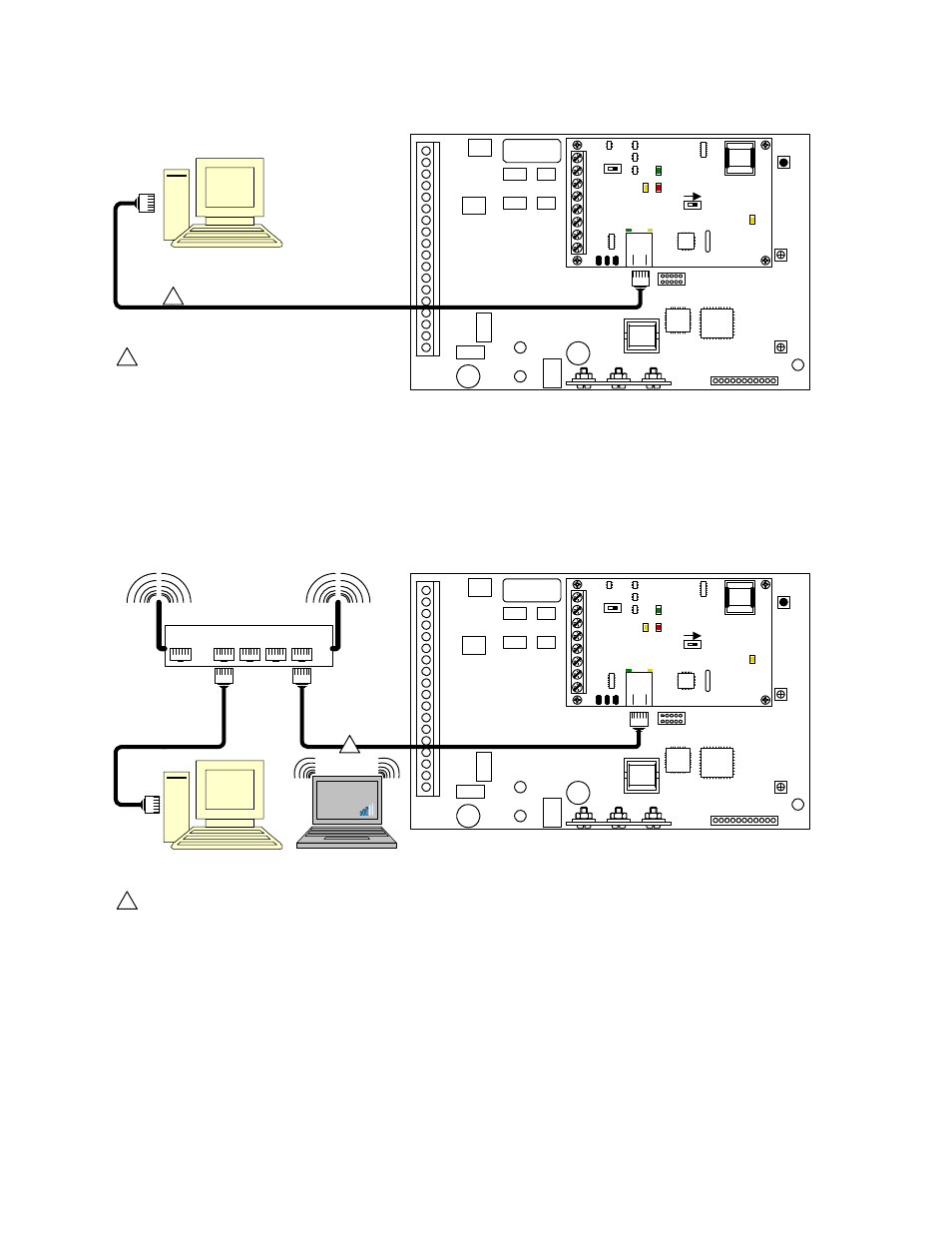 Direct connection using a crossover cable, Direct connection using a router (lan), Crossover cable | DoorKing 1838 Telephone Access Plus User Manual | Page 16 / 43