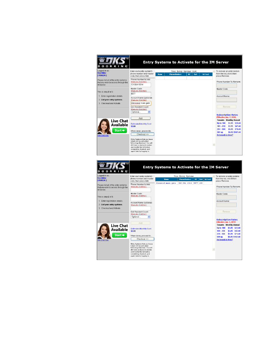 6 entry system activation | DoorKing Remote Account Manager User Manual | Page 13 / 84