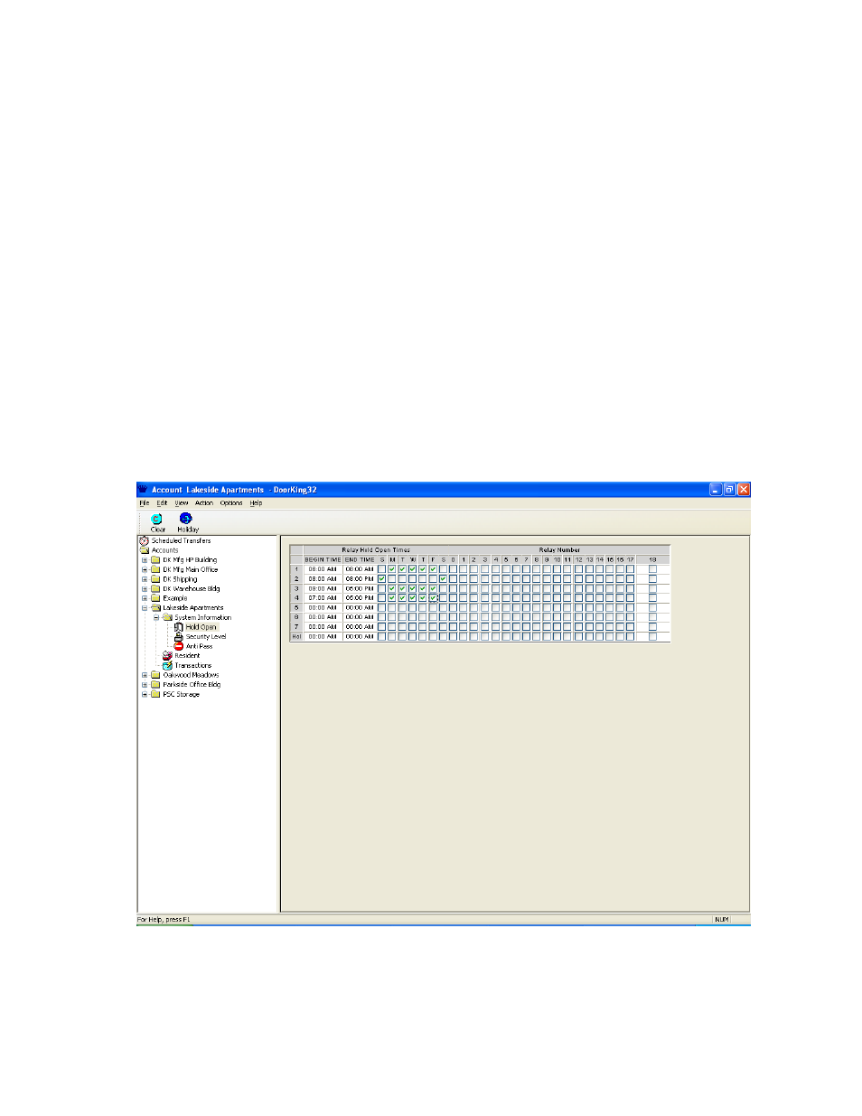 3 relay hold open time zone programming, 1 creating relay hold time zones | DoorKing Remote Account Manager User Manual | Page 31 / 84