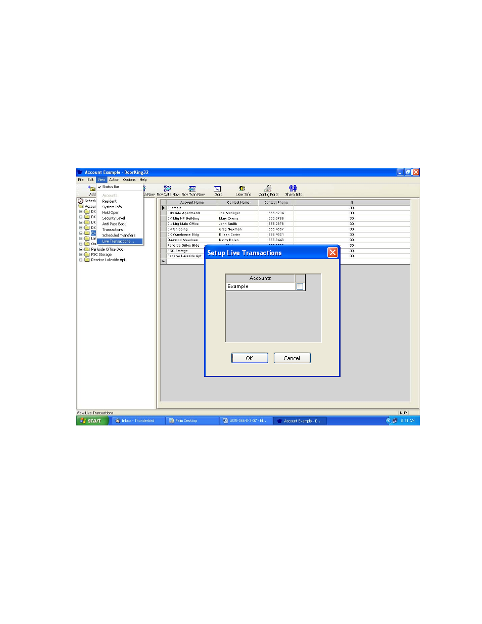 2 viewing live transactions | DoorKing Remote Account Manager User Manual | Page 63 / 84