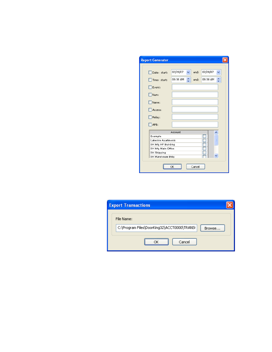 3 creating transaction reports, 4 exporting reports | DoorKing Remote Account Manager User Manual | Page 64 / 84