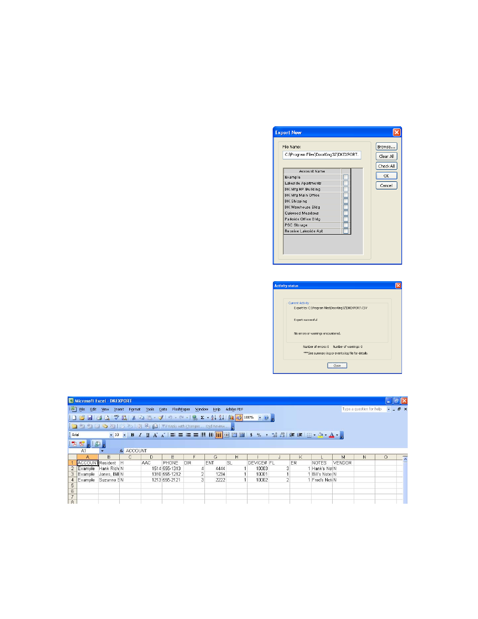 6 exporting / importing database files, 1 exporting data | DoorKing Remote Account Manager User Manual | Page 68 / 84