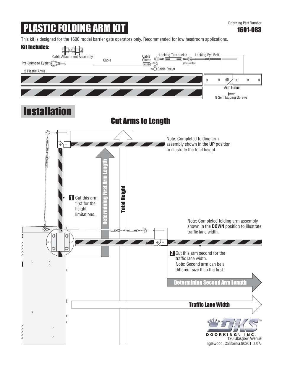 DoorKing 1602 Barrier Gate User Manual | 15 pages