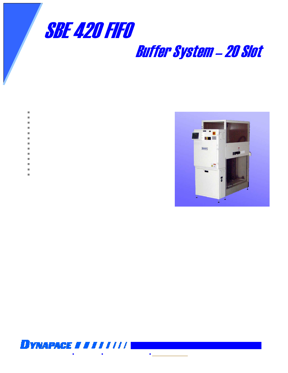 DYNAPACE FIFO Storage Buffers User Manual | 1 page