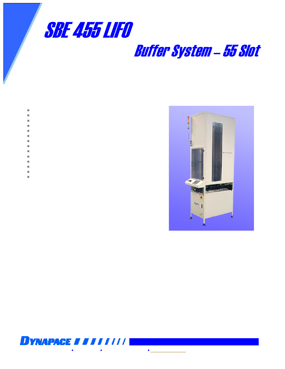 DYNAPACE LIFO Storage Buffers User Manual | 1 page