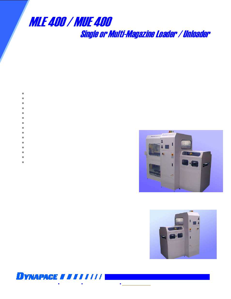 DYNAPACE Magazine Loaders and Unloaders User Manual | 1 page