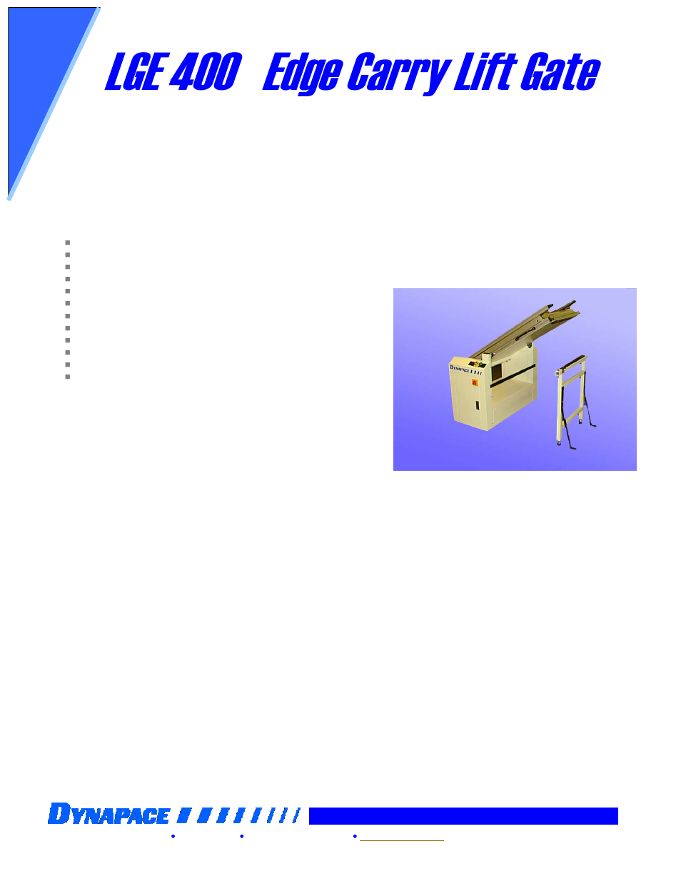 DYNAPACE Lift Gate Open User Manual | 1 page