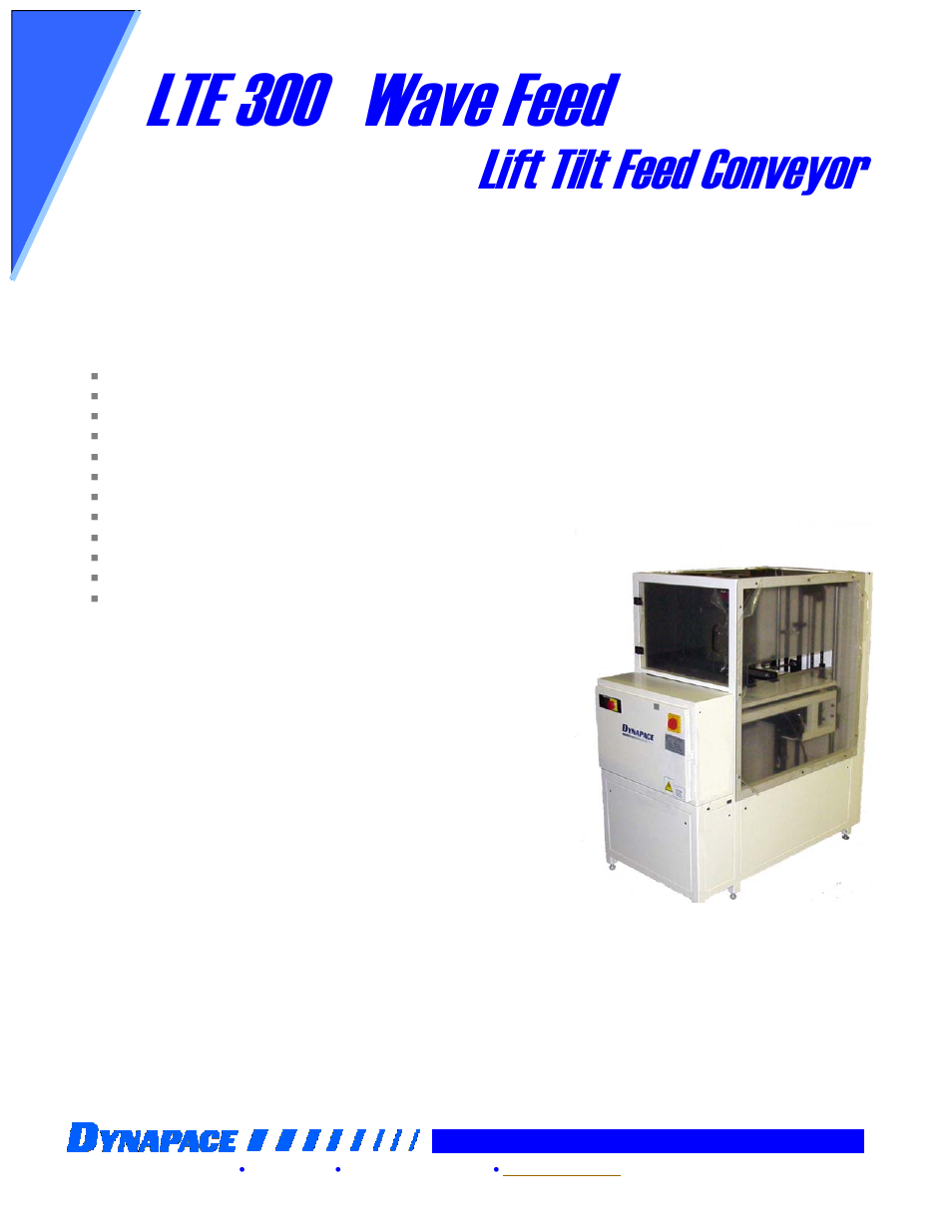 DYNAPACE Lift Tilt Feed Conveyor User Manual | 1 page