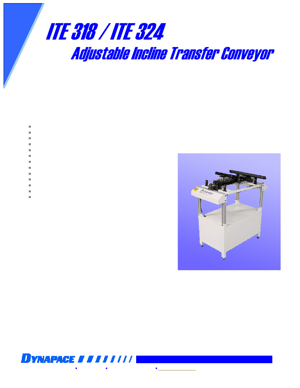 DYNAPACE Incline Wave Feed Conveyor User Manual | 1 page