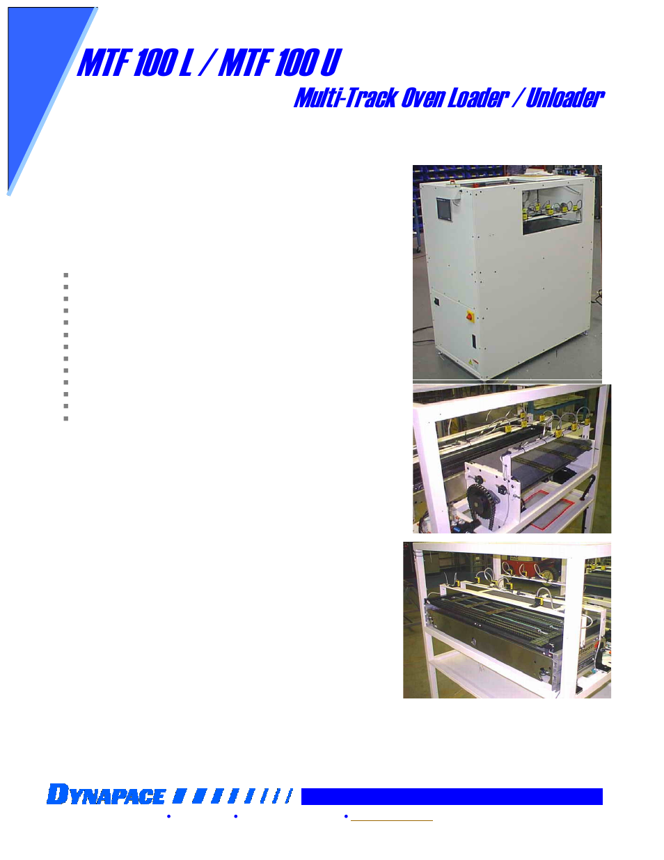 DYNAPACE Multi Lane Oven Loader and Unloader User Manual | 1 page