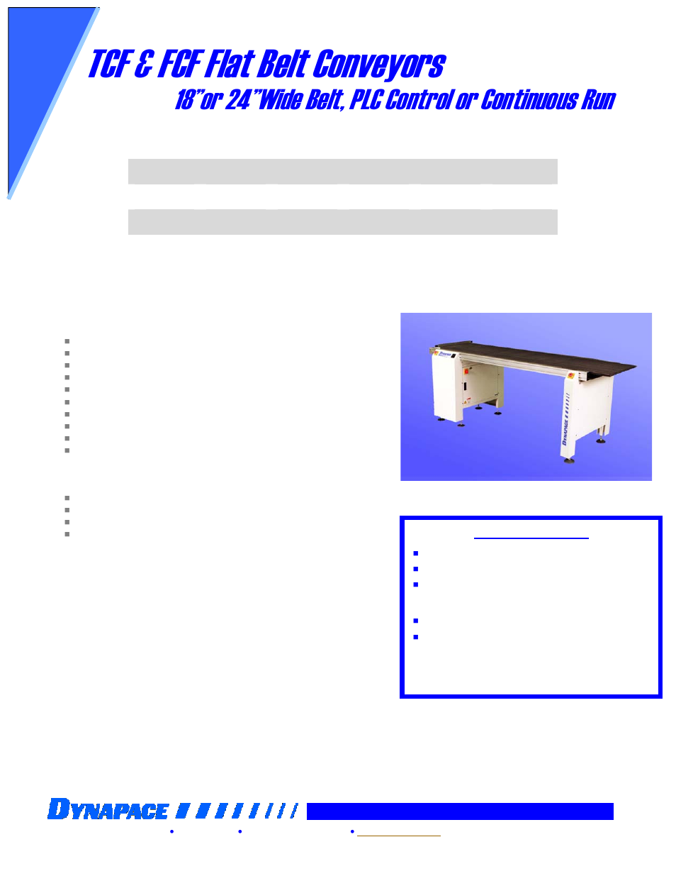 DYNAPACE Flat Belt Conveyor User Manual | 1 page