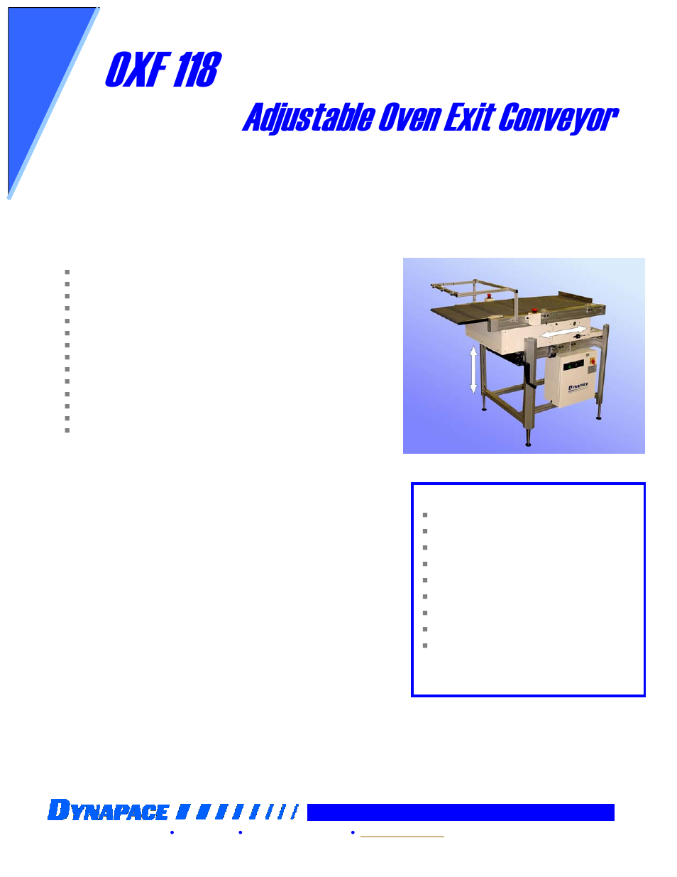 DYNAPACE Oven Exit Conveyor User Manual | 1 page