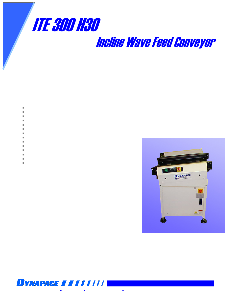 DYNAPACE Heavy Duty Incline Wave Feed Conveyor User Manual | 1 page