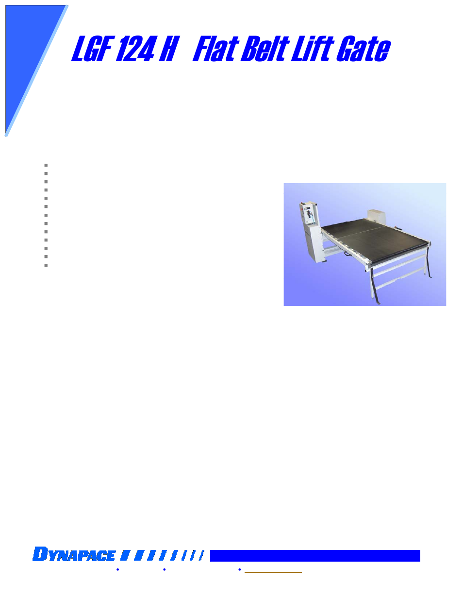 DYNAPACE Heavy Duty Flat Belt Lift Gate User Manual | 1 page
