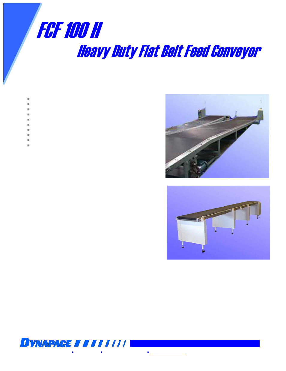 DYNAPACE Heavy Duty Flat Belt Transfer Conveyor User Manual | 1 page