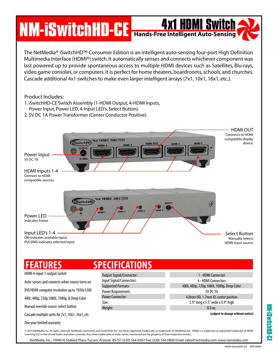 NetMedia iSwitchHD-CE User Manual | 4 pages