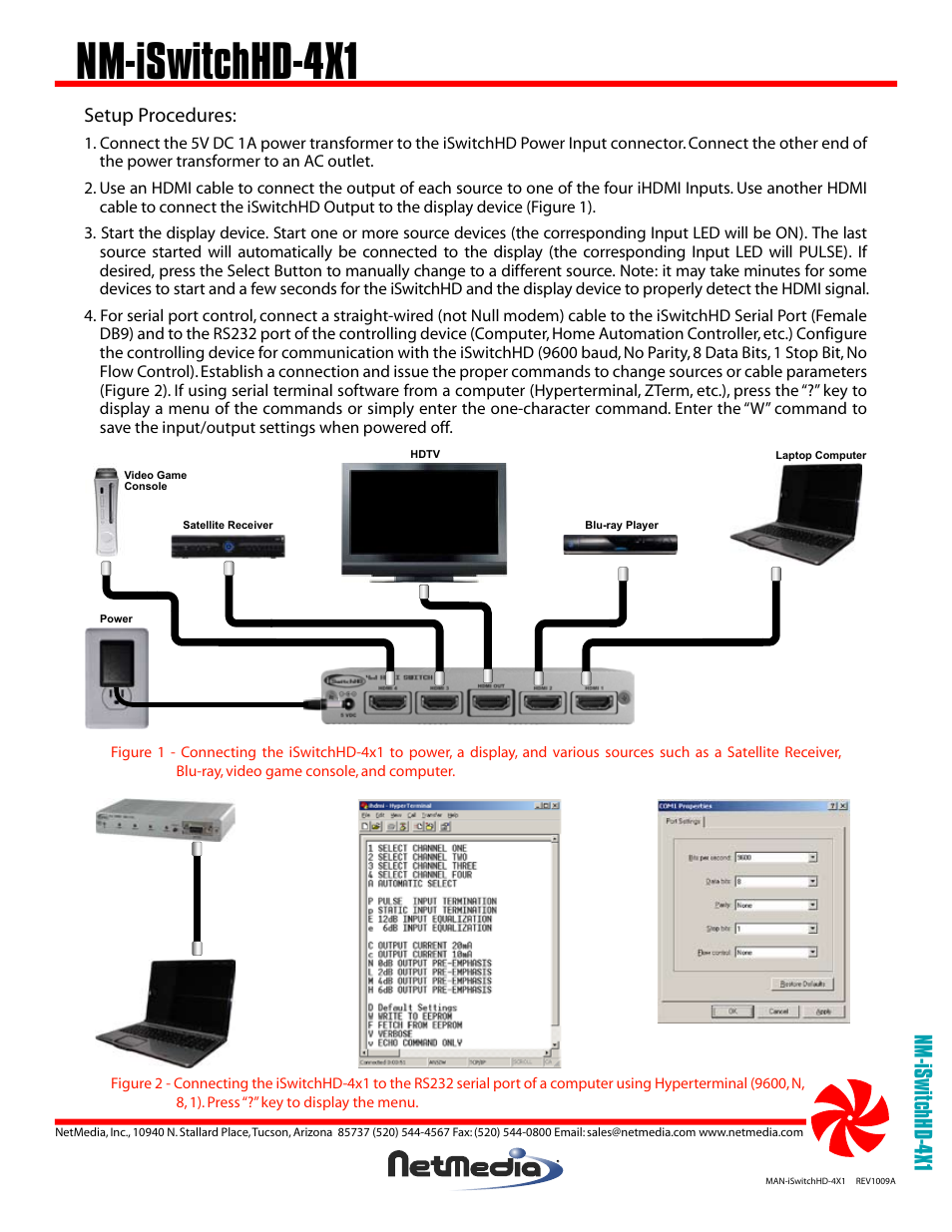 Nm-iswitchhd-4x1, Setup procedures | NetMedia iSwitchHD-4x1 User Manual | Page 2 / 4