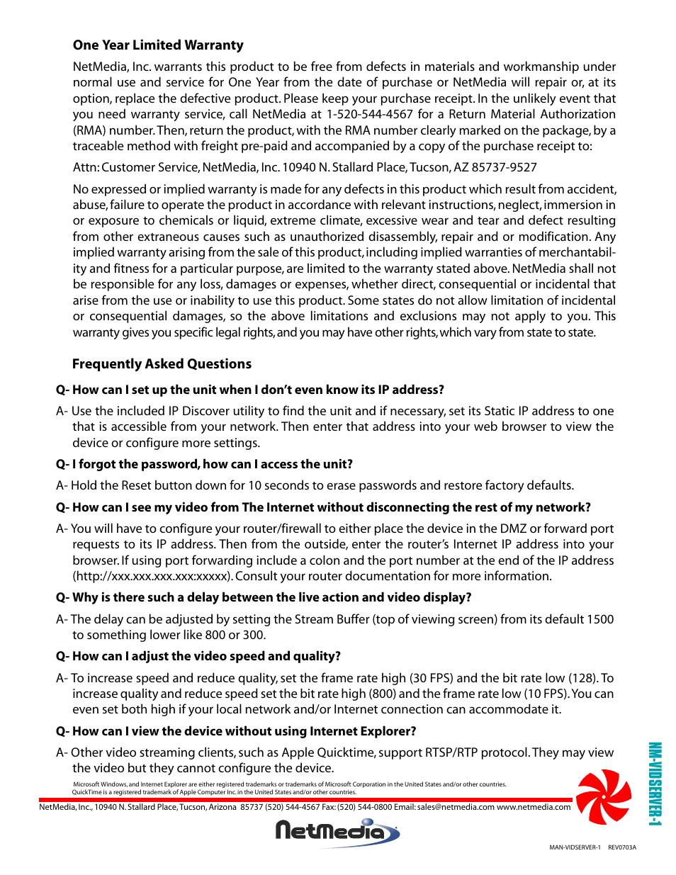 Nm-vidserver-1 | NetMedia VIDSERVER-1 User Manual | Page 2 / 2