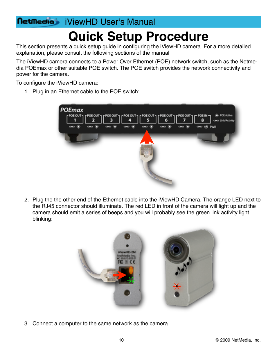 Quick setup procedure, Iviewhd userʼs manual | NetMedia iViewHD-2M User Manual | Page 10 / 42