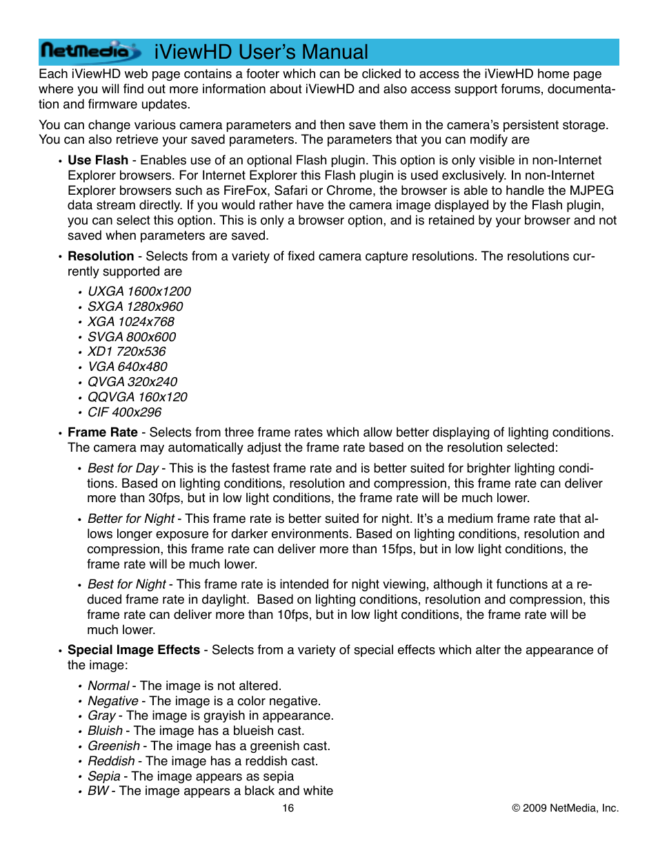 Iviewhd userʼs manual | NetMedia iViewHD-2M User Manual | Page 16 / 42