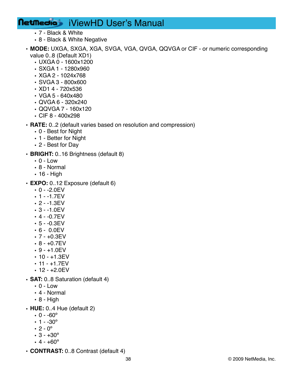 Iviewhd userʼs manual | NetMedia iViewHD-2M User Manual | Page 38 / 42