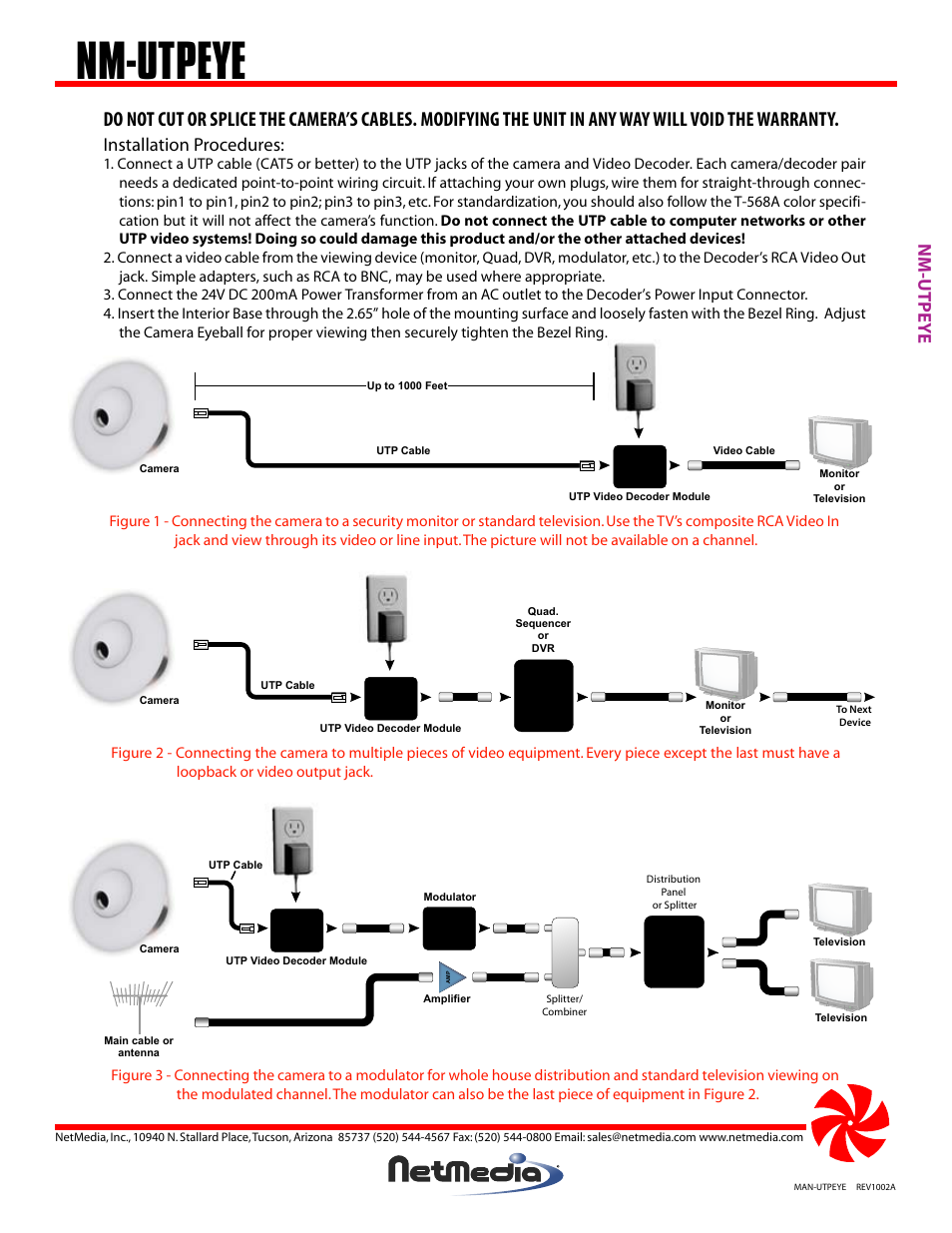 Nm-utpeye, Nm-utpe ye, Installation procedures | NetMedia UTPEYE-DW User Manual | Page 2 / 4