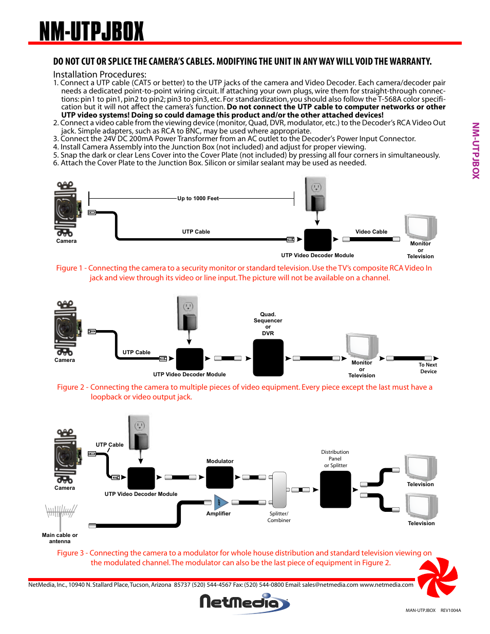 Nm-utpjbox, Nm-utpjbo x, Installation procedures | NetMedia UTPJBOX-DB User Manual | Page 2 / 4