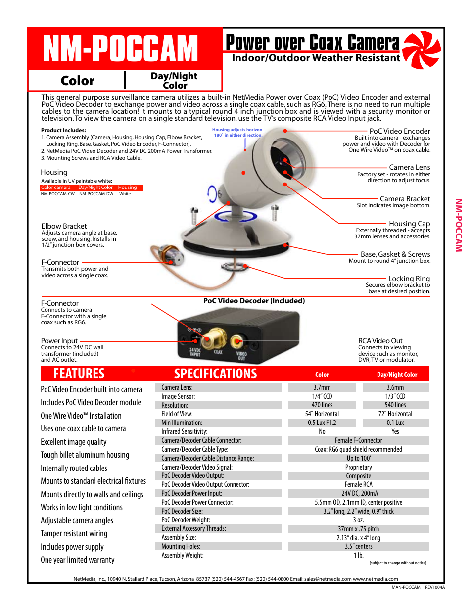 NetMedia POCCAM-DW User Manual | 4 pages