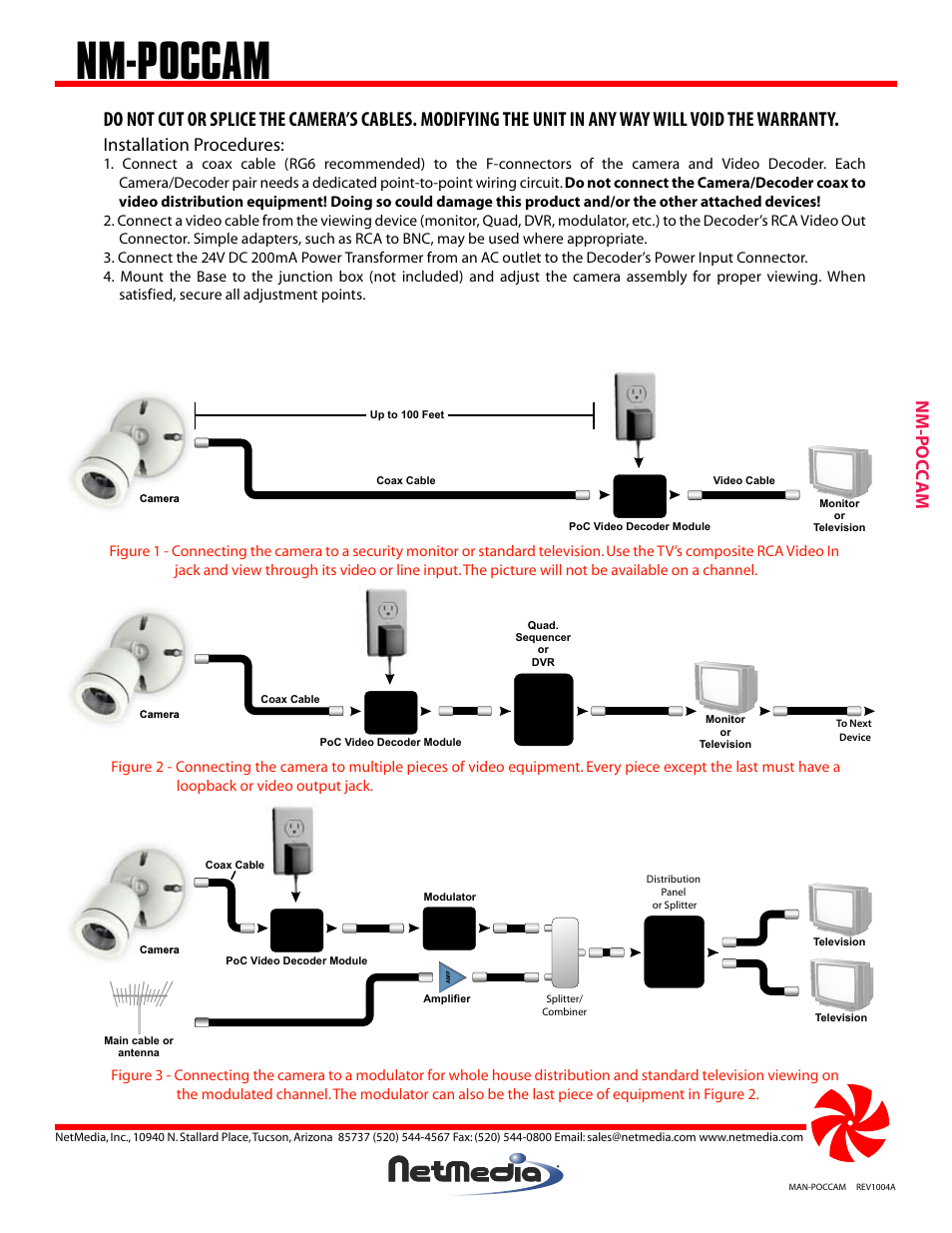 Nm-poccam, Nm-poc c am, Installation procedures | NetMedia POCCAM-DW User Manual | Page 2 / 4