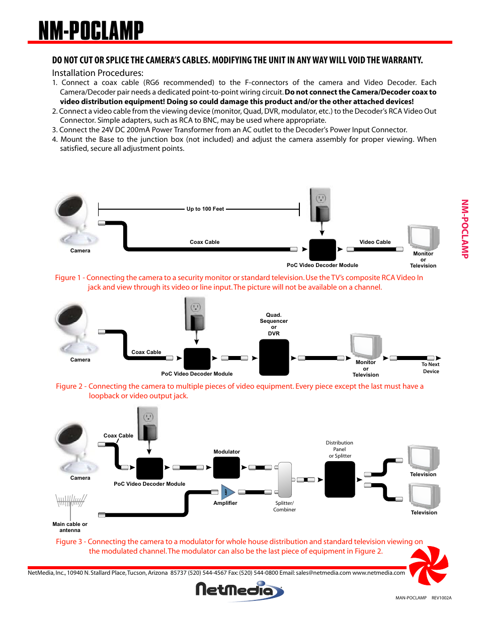 Nm-poclamp, Nm-pocl amp, Installation procedures | NetMedia POCLAMP-DI User Manual | Page 2 / 4