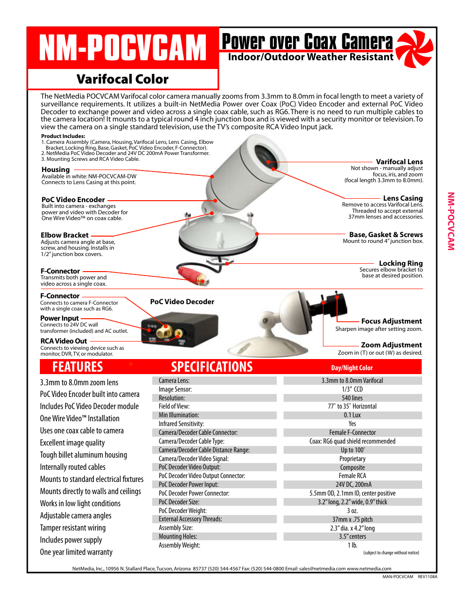 NetMedia POCVCAM-DW User Manual | 4 pages