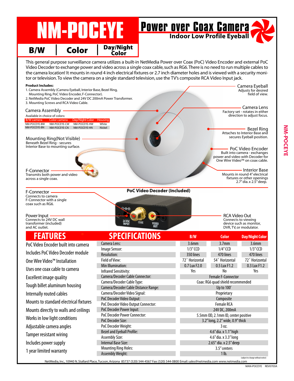 NetMedia POCEYE-DN User Manual | 4 pages