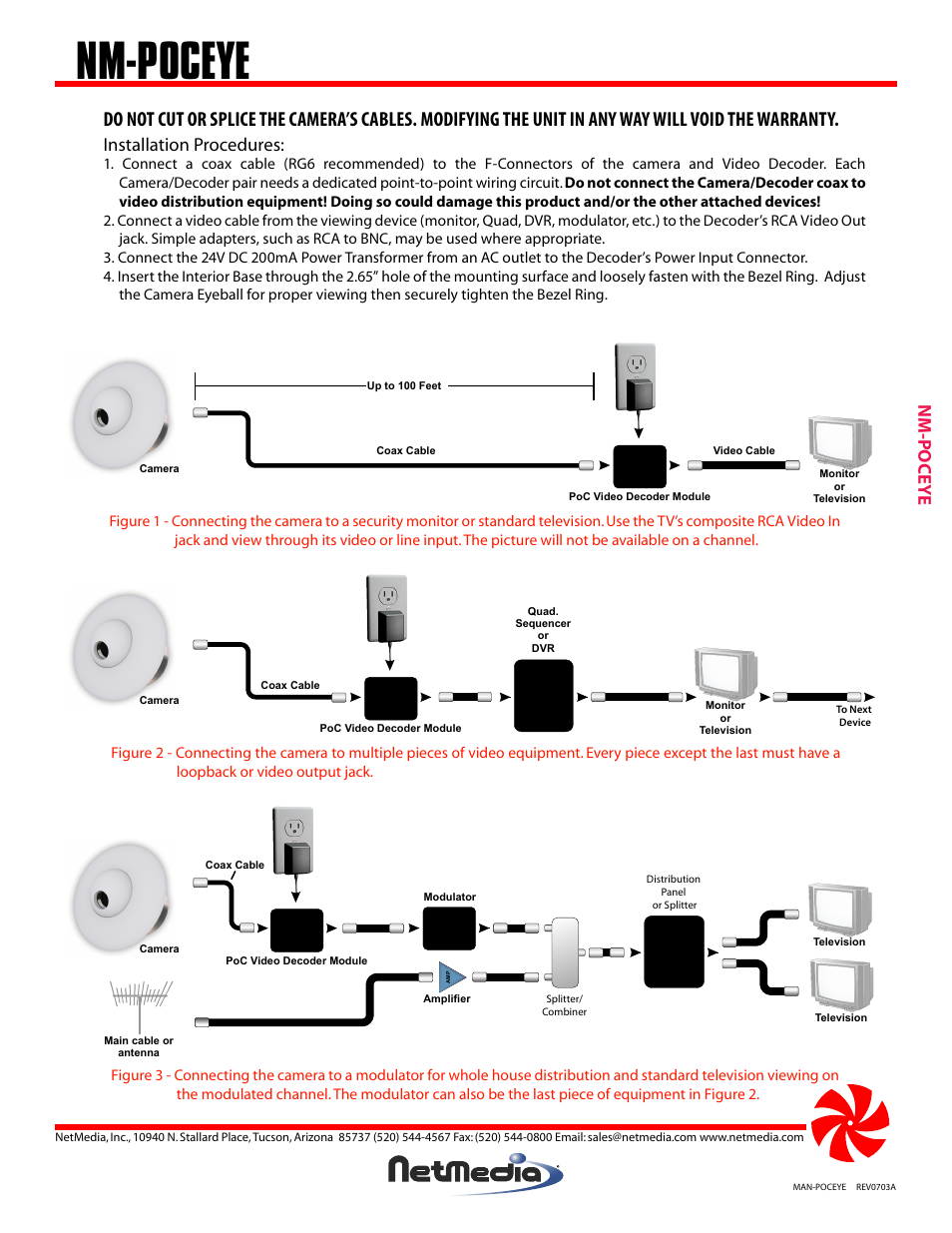 Nm-poceye, Nm-poce ye, Installation procedures | NetMedia POCEYE-DN User Manual | Page 2 / 4