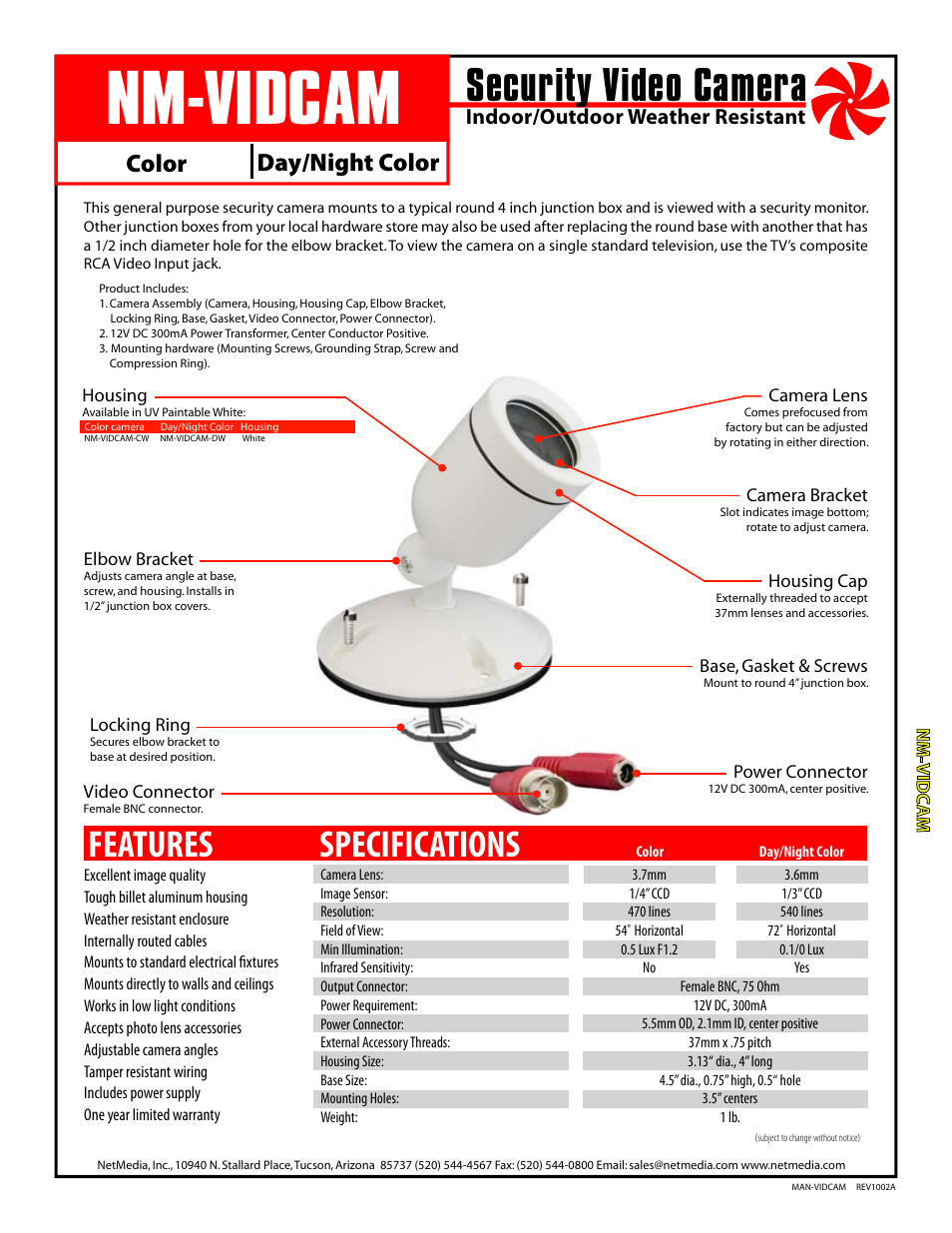 NetMedia VIDCAM-DW User Manual | 4 pages